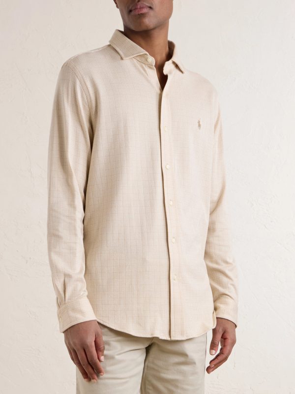 Logo-Embroidered Houndstooth Cotton-Jersey Shirt - FR Logo-Embroidered Houndstooth Cotton-Jersey Shirt - FR