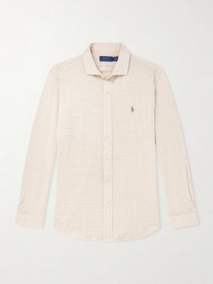 Logo-Embroidered Houndstooth Cotton-Jersey Shirt Logo-Embroidered Houndstooth Cotton-Jersey Shirt