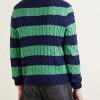 Logo-Embroidered Striped Cable-Knit Cotton Sweater - BK Logo-Embroidered Striped Cable-Knit Cotton Sweater - BK