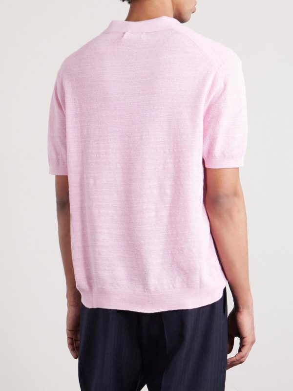 Cotton and Linen-Blend Piqué Polo Shirt - BK