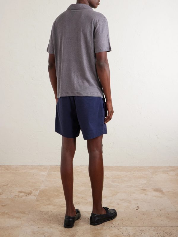 Cotton-Blend Seersucker Drawstring Shorts - BK Cotton-Blend Seersucker Drawstring Shorts - BK