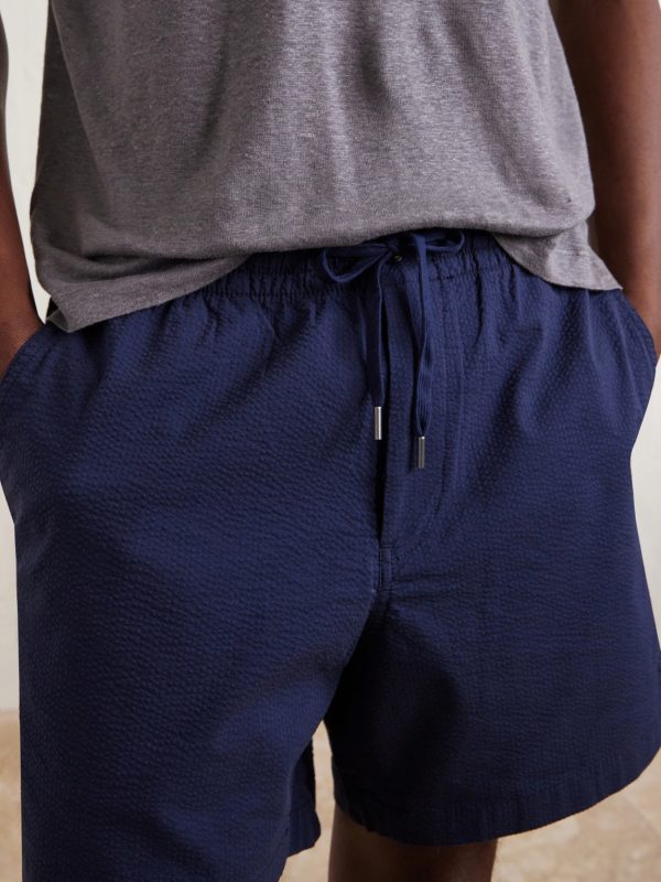 Cotton-Blend Seersucker Drawstring Shorts - CU Cotton-Blend Seersucker Drawstring Shorts - CU