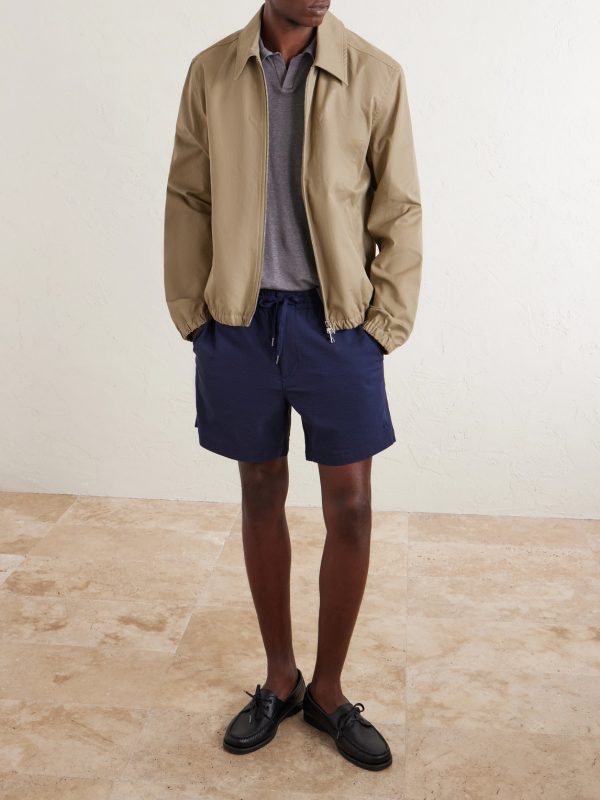 Cotton-Blend Seersucker Drawstring Shorts - OU Cotton-Blend Seersucker Drawstring Shorts - OU