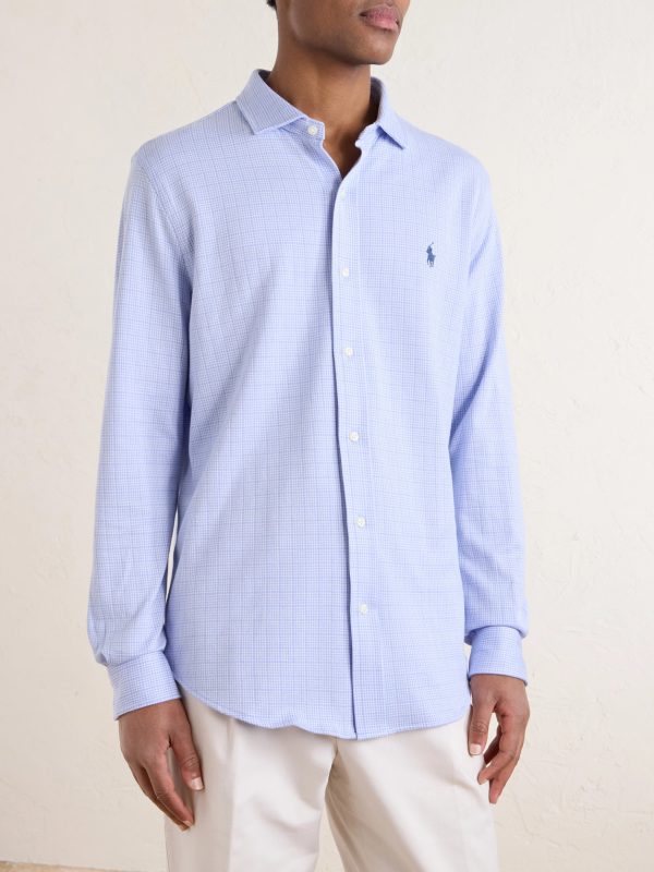 Logo-Embroidered Houndstooth Cotton-Jersey Shirt - FR Logo-Embroidered Houndstooth Cotton-Jersey Shirt - FR