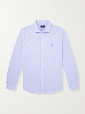 Logo-Embroidered Houndstooth Cotton-Jersey Shirt Logo-Embroidered Houndstooth Cotton-Jersey Shirt