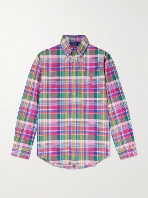 Logo-Embroidered Checked Cotton-Flannel Shirt Logo-Embroidered Checked Cotton-Flannel Shirt
