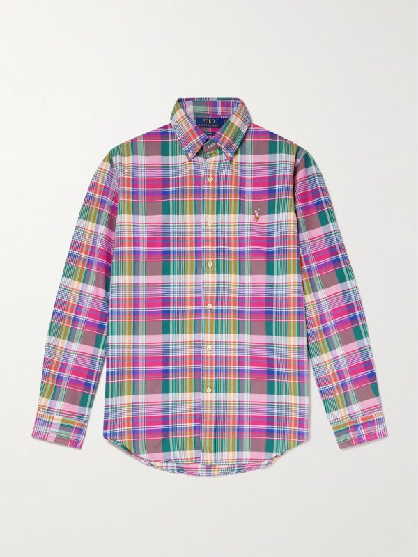 Logo-Embroidered Checked Cotton-Flannel Shirt Logo-Embroidered Checked Cotton-Flannel Shirt