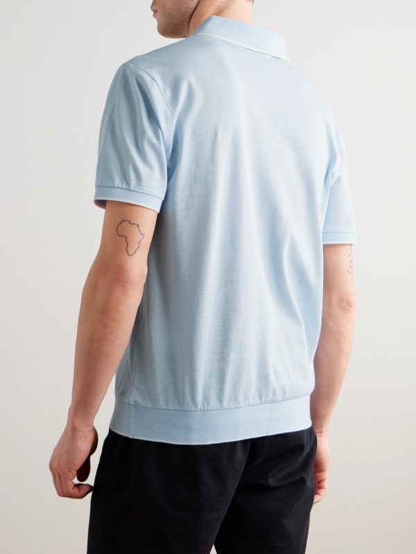 Open-Collar Logo-Embroidered Cotton-Piqué Polo Shirt - BK Open-Collar Logo-Embroidered Cotton-Piqué Polo Shirt - BK