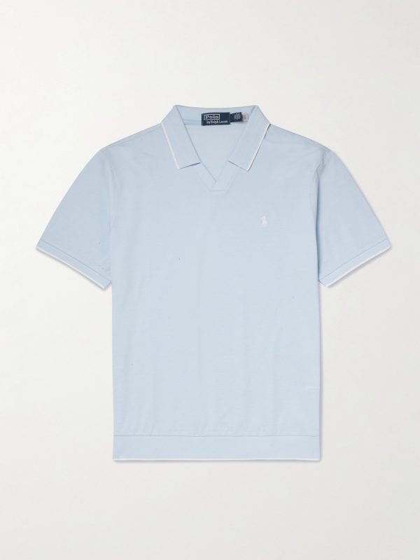 Open-Collar Logo-Embroidered Cotton-Piqué Polo Shirt Open-Collar Logo-Embroidered Cotton-Piqué Polo Shirt