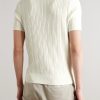 Cable-Knit Cotton Polo Shirt - BK Cable-Knit Cotton Polo Shirt - BK