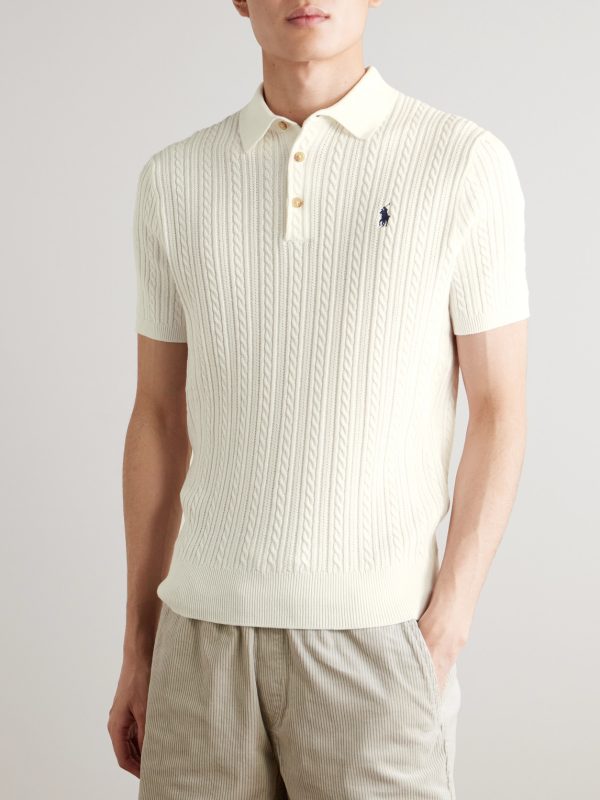 Cable-Knit Cotton Polo Shirt - FR Cable-Knit Cotton Polo Shirt - FR