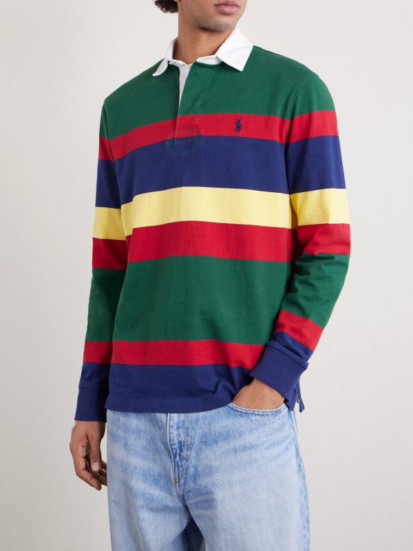 Logo-Embroidered Striped Cotton-Jersey Rugby Shirt - FR