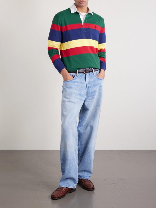 Logo-Embroidered Striped Cotton-Jersey Rugby Shirt - OU