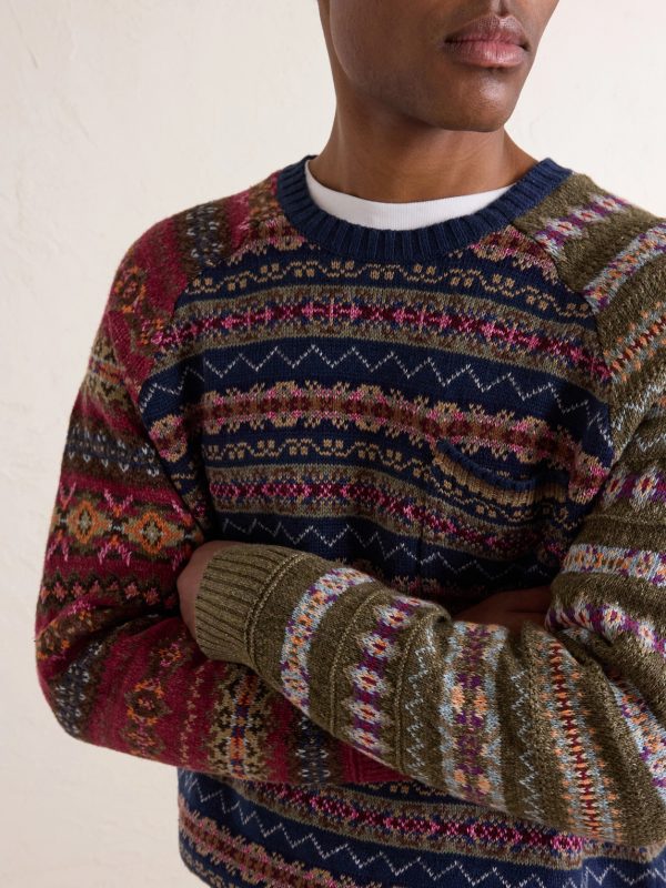 Fair Isle Linen, Cotton and Silk-Blend Sweater - CU Fair Isle Linen, Cotton and Silk-Blend Sweater - CU
