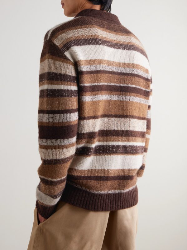 Striped Cashmere Polo Shirt - BK Striped Cashmere Polo Shirt - BK