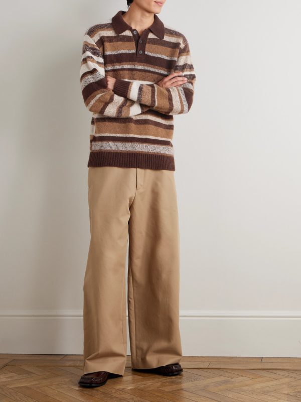 Striped Cashmere Polo Shirt - OU Striped Cashmere Polo Shirt - OU