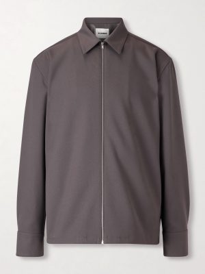 Twill Zip-Up Overshirt