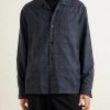 Camp-Collar Checked Wool and Linen-Blend Shirt - FR Camp-Collar Checked Wool and Linen-Blend Shirt - FR