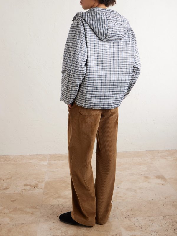 Padded Checked Silk-Blend Hooded Jacket - BK