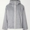 Padded Checked Silk-Blend Hooded Jacket