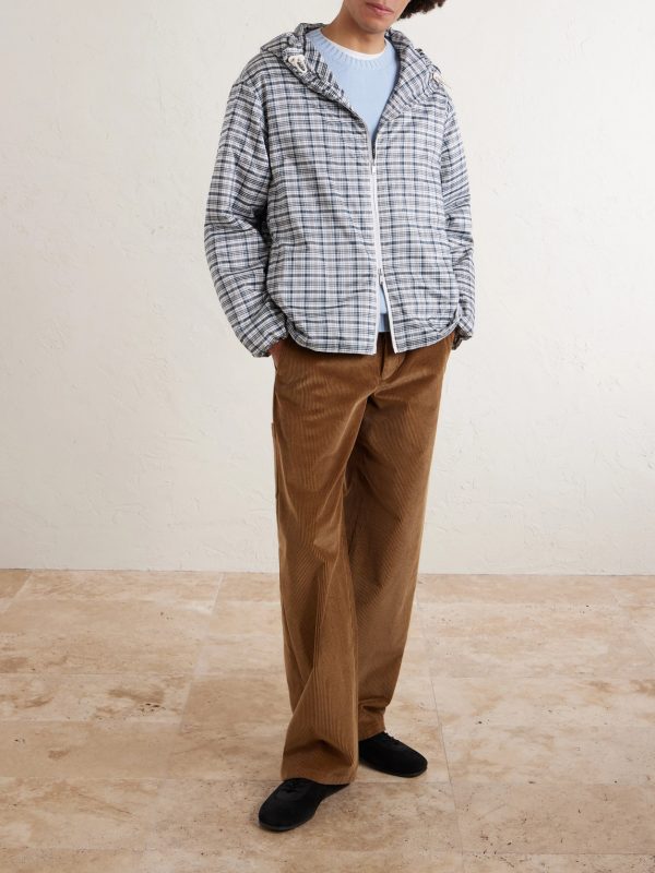 Padded Checked Silk-Blend Hooded Jacket - OU