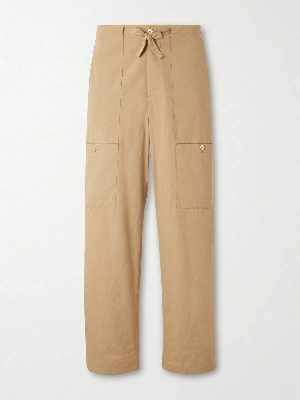 Straight-Leg Cotton Drawstring Cargo Trousers Straight-Leg Cotton Drawstring Cargo Trousers
