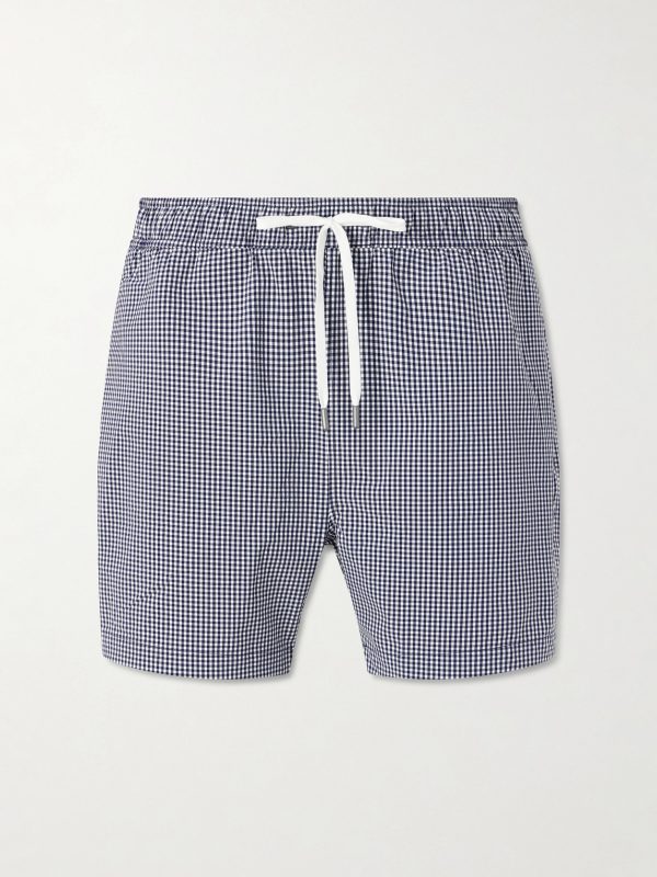 Charles Straight-Leg Mid-Length Checked Swim Shorts