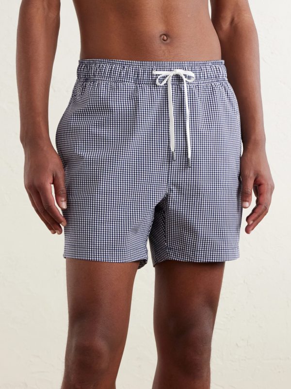 Charles Straight-Leg Mid-Length Checked Swim Shorts - OU