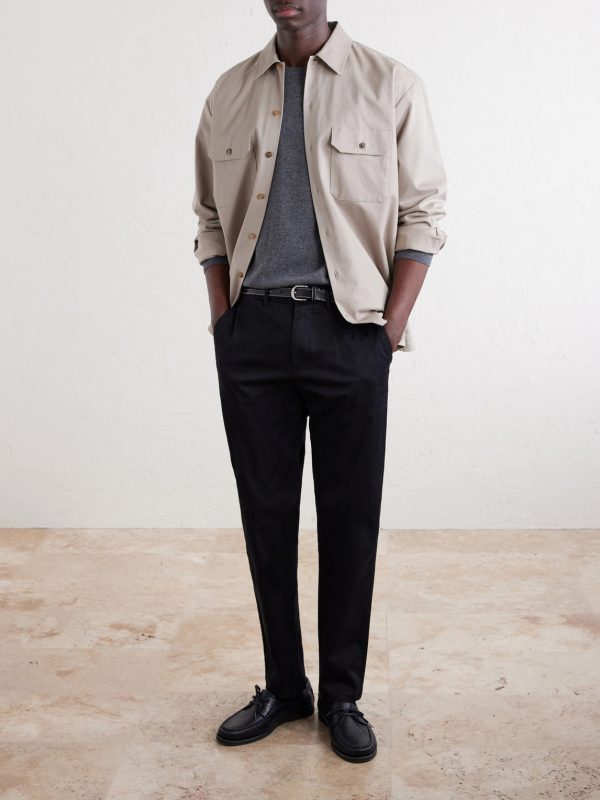 Straight-Leg Cotton-Blend Trousers - OU Straight-Leg Cotton-Blend Trousers - OU