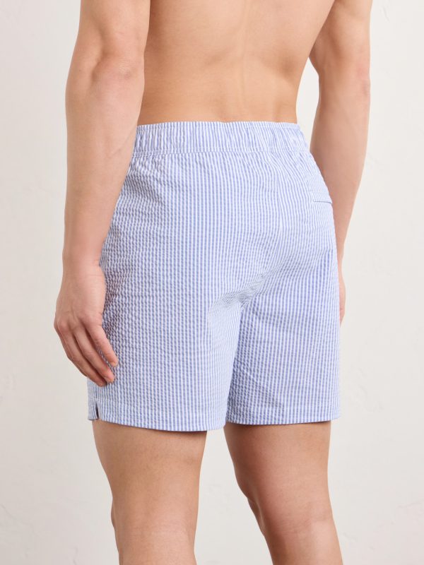 Charles Straight-Fit Mid-Length Striped Seersucker Swim Shorts - BK