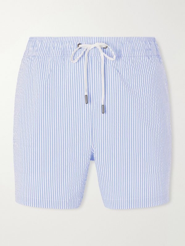 Charles Straight-Fit Mid-Length Striped Seersucker Swim Shorts