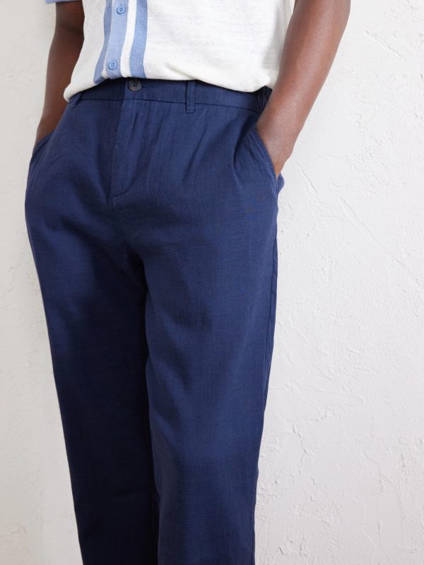 Straight-Leg Linen-Blend Trousers - CU