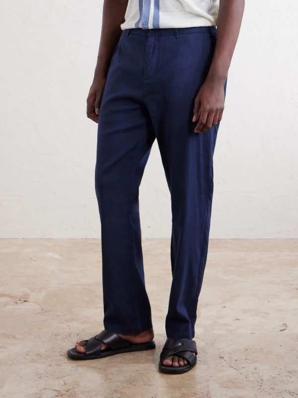 Straight-Leg Linen-Blend Trousers - FR