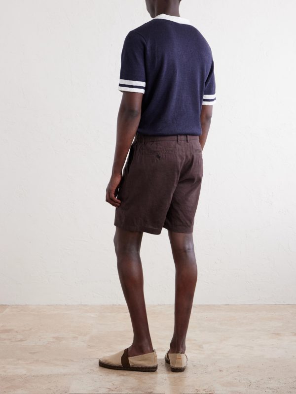 Straight-Leg Linen-Blend Shorts - BK Straight-Leg Linen-Blend Shorts - BK