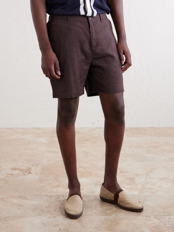 Straight-Leg Linen-Blend Shorts - FR Straight-Leg Linen-Blend Shorts - FR