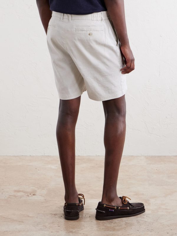 Straight-Leg Linen-Blend Shorts - BK Straight-Leg Linen-Blend Shorts - BK