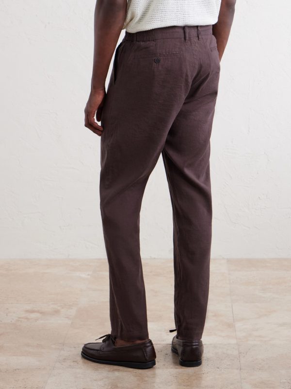Straight-Leg Linen-Blend Trousers - BK