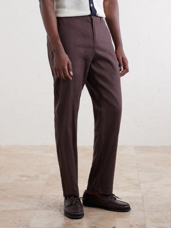 Straight-Leg Linen-Blend Trousers - FR