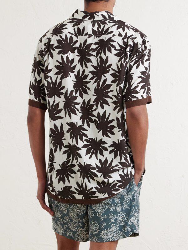 Camp-Collar Printed Satin Shirt - BK Camp-Collar Printed Satin Shirt - BK