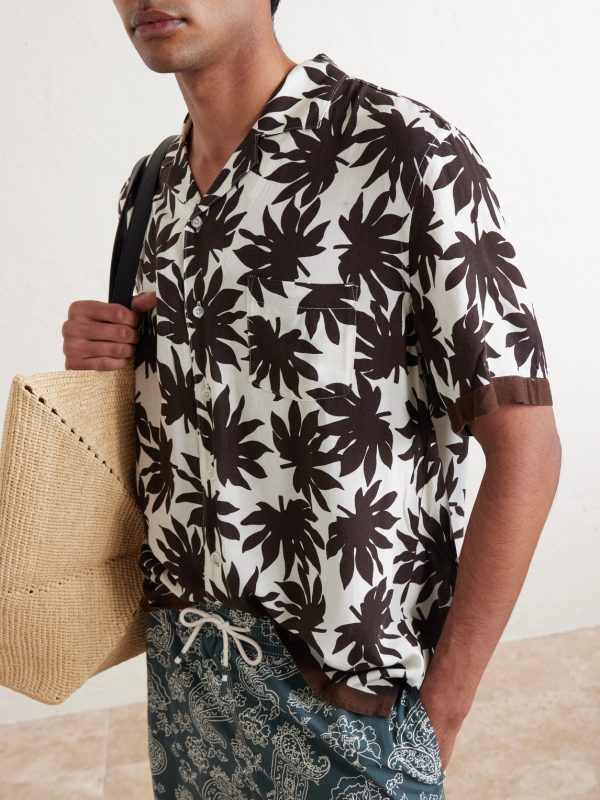 Camp-Collar Printed Satin Shirt - CU Camp-Collar Printed Satin Shirt - CU