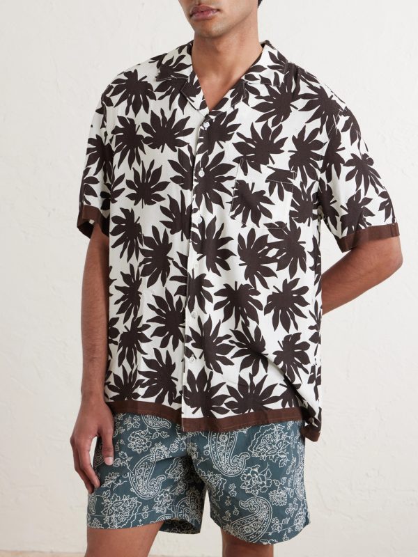 Camp-Collar Printed Satin Shirt - FR Camp-Collar Printed Satin Shirt - FR