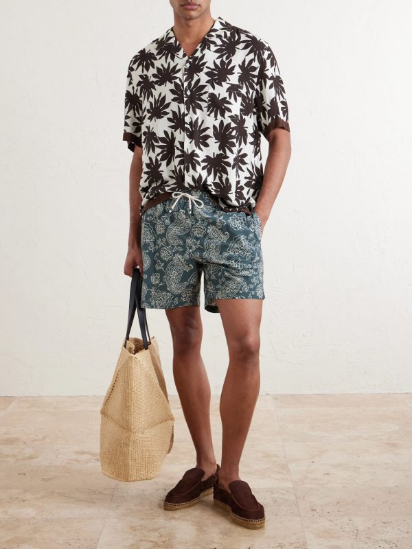 Camp-Collar Printed Satin Shirt - OU Camp-Collar Printed Satin Shirt - OU