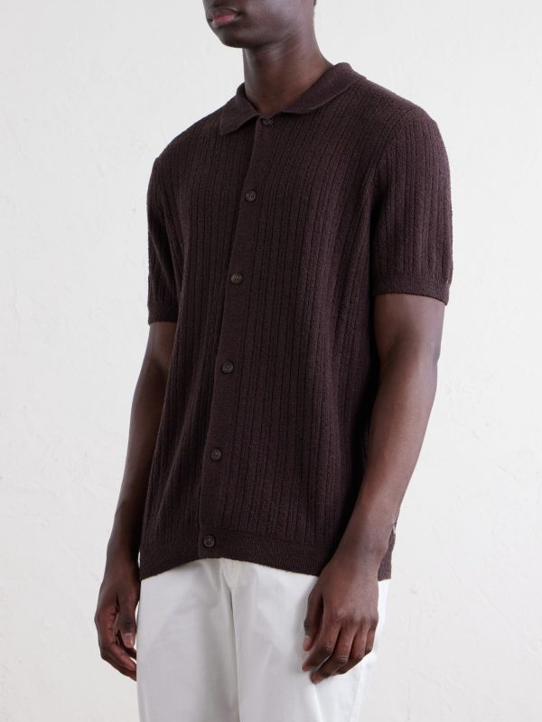 Ribbed-Knit Cotton-Blend Boucle Shirt - FR