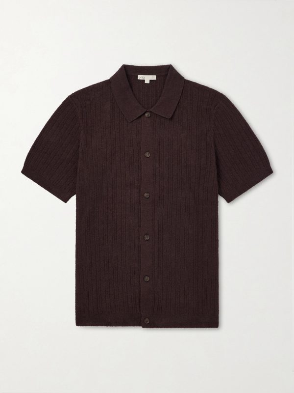 Ribbed-Knit Cotton-Blend Boucle Shirt