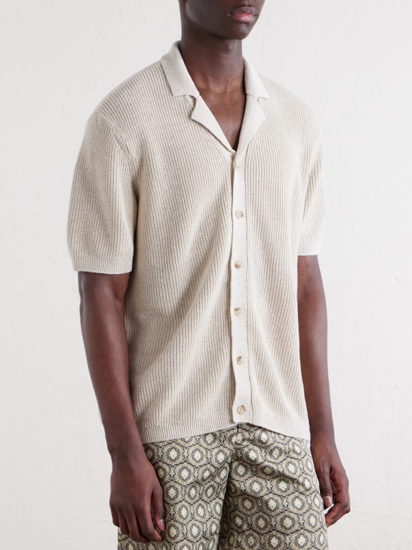 Camp-Collar Linen, Silk and Cotton-Blend Shirt - FR