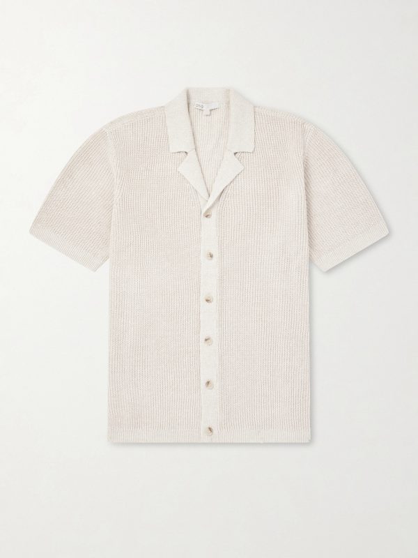 Camp-Collar Linen, Silk and Cotton-Blend Shirt