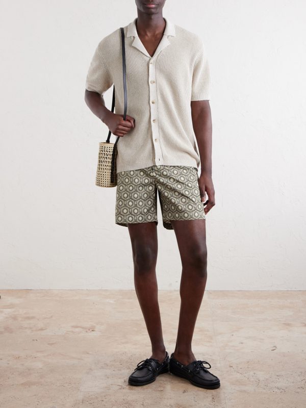 Camp-Collar Linen, Silk and Cotton-Blend Shirt - OU