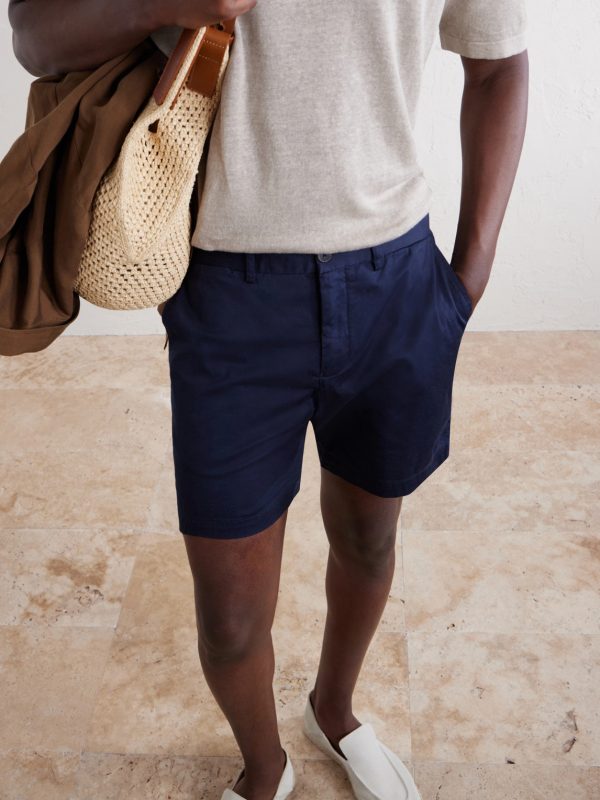 Straight-Leg Cotton-Blend Shorts - CU Straight-Leg Cotton-Blend Shorts - CU