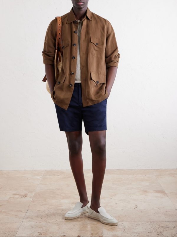 Straight-Leg Cotton-Blend Shorts - OU Straight-Leg Cotton-Blend Shorts - OU