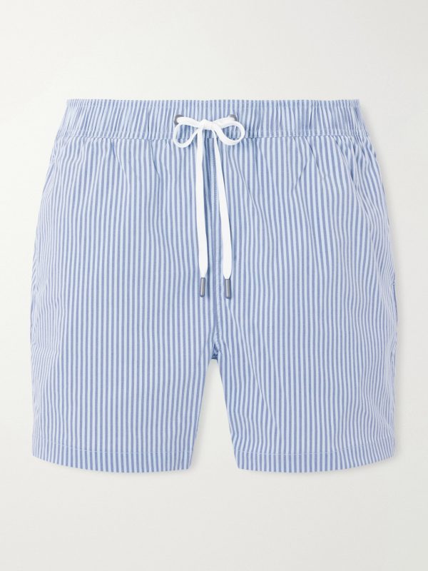 Charles Straight-Fit Mid-Length Striped Seersucker Swim Shorts Charles Straight-Fit Mid-Length Striped Seersucker Swim Shorts